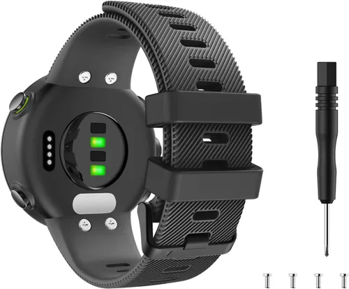 MoKo Correa compatible con Garmin Forerunner 45/Swim 2, correa de repuesto ajustable de silicona suave, color negro