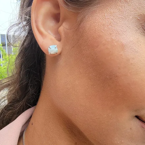 Miniatura 21 de Natural raw gemstone stud earrings with white gold over 925 sterling silver, 6 to 7mm rough genuine quality birthstone gift for her, Uniquelan