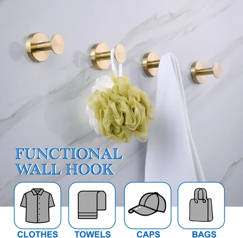 Miniatura 2 de NEWRAIN Ganchos para toallas de baño, paquete de 2 toalleros para pared de baño, puerta de armario, cocina, dormitorio, hotel, diseño moderno y sin