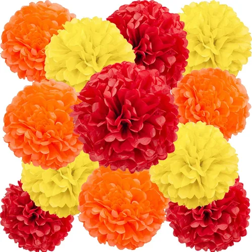 Miniatura 16 de We Moment Pompones de papel de seda morado y rosa para decoración de fiesta de niñas en el techo, para colgar en la pared, 12 pompones de seda de 4