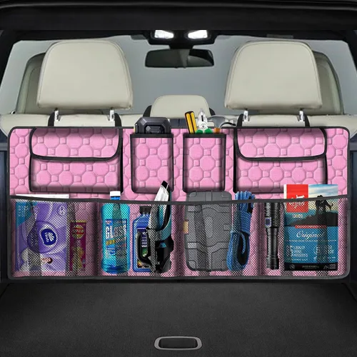 Miniatura 10 de Organizador de maletero de automóvil, organizador de asiento trasero de súper capacidad para SUV/camión/MPV (42"×18"), organizador de almacenamiento