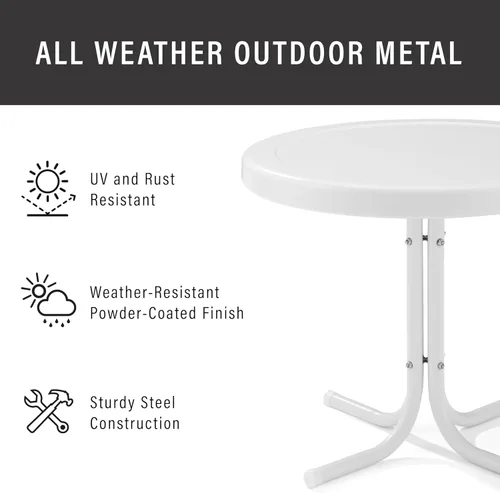 Miniatura 3 de Crosley Furniture Griffith - Mesa auxiliar retro de exterior, de metal resistente a la intemperie, para patio, terraza, porche, color Alabaster