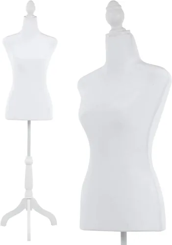 Miniatura 14 de Maniquí femenino, torso de maniquí, medio cuerpo, 49.6-63.4 pulgadas, modelo de vestido de costura, soporte de maniquí de exhibición