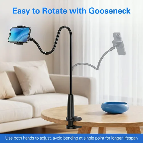 Miniatura 8 de MAGIPEA Soporte de teléfono de cuello de cisne para cama, soporte flexible de teléfono celular de 34 pulgadas para escritorio, soporte de abrazadera