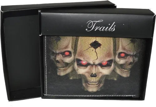 Miniatura 6 de Leatherboss Billetera con diseño de calavera para hombre, con caja de regalo, Multi color, 4.5" X 3.5", Cartera plegable