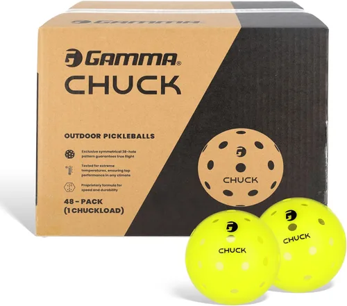 Miniatura 12 de GAMMA Chuck Pickleballs para jugar al aire libre, diseño simétrico de 38 agujeros, bola oficial de DUPR y NPL, aprobada por USAPA para juego