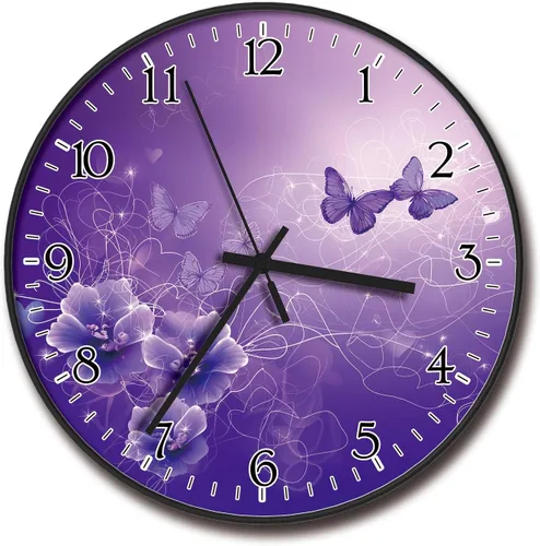 Miniatura 14 de Reloj de pared de plástico de 8 pulgadas con pilas, reloj de pared redondo decorativo, reloj de pared silencioso, patrón de gato 2269-Three Cat