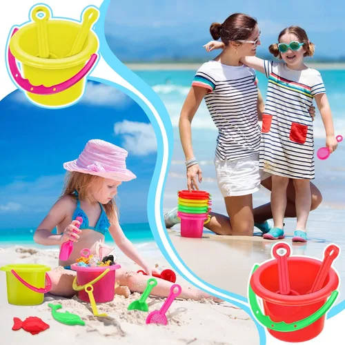 Miniatura 6 de Jexine 96 piezas de recuerdos de fiesta en la playa para niños, juego de 24 cubos de arena y palas para cubo de fiesta, caja de arena y mini cubo
