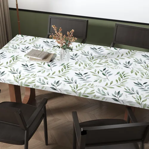Miniatura 7 de Papel pintado verde de despegar y pegar, 17.5" x 118" Papel de contacto de hojas de salvia y oliva, papel pintado botánico moderno de verde