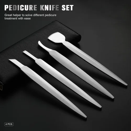 Miniatura 2 de FERYES Juego de cuchillo para pedicura y uñas encarnadas, kit de herramienta profesional de pedicura de 4 piezas, hoja de pie de primera calidad