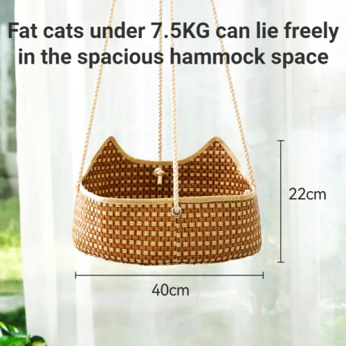 Miniatura 4 de Hamaca de ratán para gatos, cesta colgante de verano para balcón, cama de gato, nido de sol, jaula, suministros para mascotas