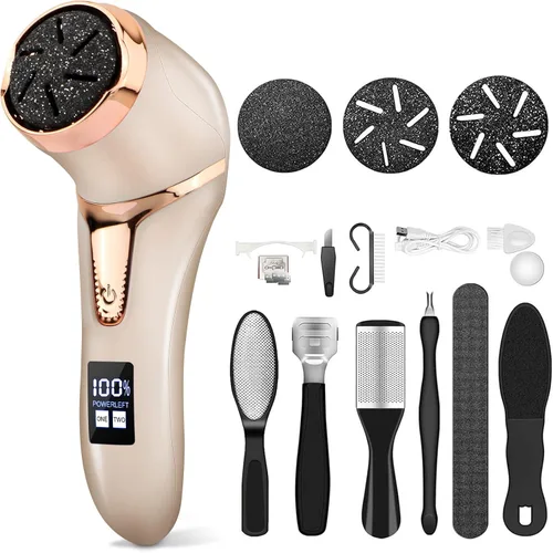 Miniatura 13 de Hoxida Removedor Eléctrico de Callos para Pies (con Aspiradora de Caspa), Cuarzo, Herramientas Recargables de Pedicura para Pies Lima para Pies, Kit