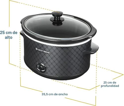 Miniatura 6 de Olla de cocción lenta West Bend de 4 cuartos manual estilo cerámica con olla de cerámica ovalada apta para lavavajillas y tapa de vidrio, dos