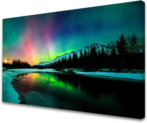 Miniatura 15 de Cao Gen Decor Art S06675 - Lienzo decorativo para pared, diseño de árbol rojo en blanco y negro, sol bosque brumoso, imagen póster impresión