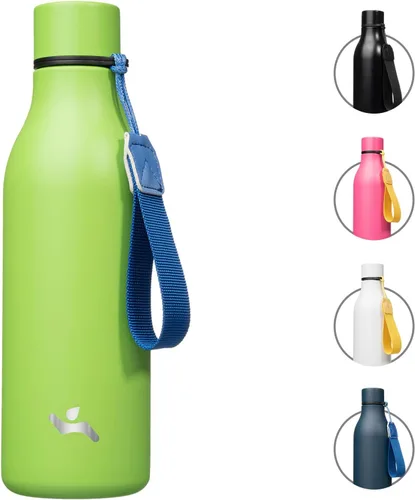 Miniatura 51 de Konokyo Botella de agua aislada con correa, botella de agua de acero inoxidable de 18 onzas de doble pared con aislamiento al vacío, frasco de Verde
