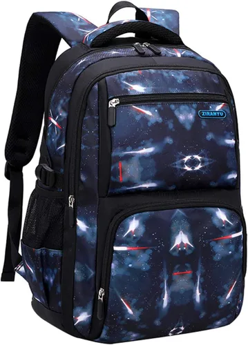 Miniatura 15 de JiaYou Mochila de galaxia con patrón espacial para niños, primaria, junior, escuela secundaria, mochila para computadora portátil, azul azul