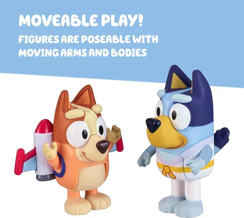 Miniatura 7 de Bluey Action Heroes - Juego de figuras de juguete de 2 unidades, figuras articuladas de personajes con figuras de karate y mochila propulsora