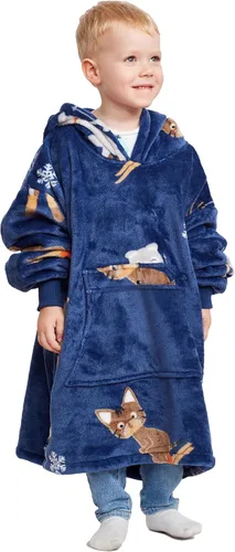 Miniatura 17 de Catalonia - Sudadera con capucha de gran tamaño para niños, sudadera de forro polar portátil con bolsillo frontal grande, para niños de 4 a 12 años