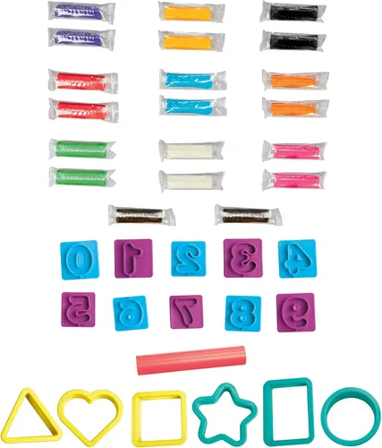 Miniatura 2 de Play-Doh Juego de números y formas con 17 herramientas y 20 barras de plastilina, suministros para el aula de regreso a la escuela, artes