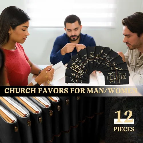 Miniatura 6 de Tinlade 12 piezas de regalo de iglesia cristiana, diario religioso inspirador de cuero, cuaderno A6, cuaderno con forro recargable, regalo