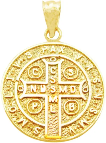 Miniatura 2 de Colgante de oro amarillo de 10 quilates con medalla de San Benito de Nursia, pequeño, Oro amarillo, Sin piedra