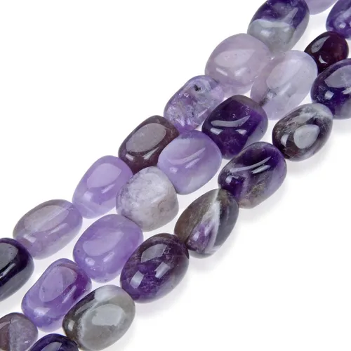 Adabele - 3 hebras de piedras preciosas redondas de amatista púrpura natural, cuentas sueltas de 0.394 a 0.514 pulgadas, espaciador de piedras