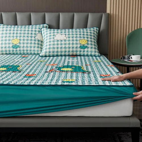 Miniatura 16 de Sábanas bajeras que absorben la humedad, sábanas de látex frescas de verano, cubrecolchón con estampado de dibujos animados para habitación