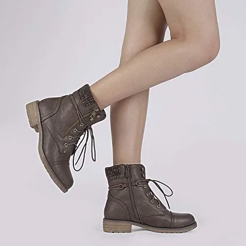 Miniatura 8 de DREAM PAIRS Botines de combate con cordones para mujer