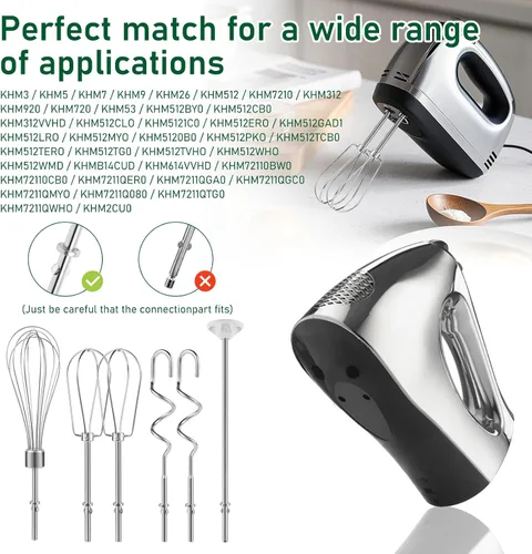 Miniatura 6 de Accesorios para batidora de mano, ganchos de masa y batidor, varilla de mezcla, accesorios de batidora de mano de acero inoxidable compatibles