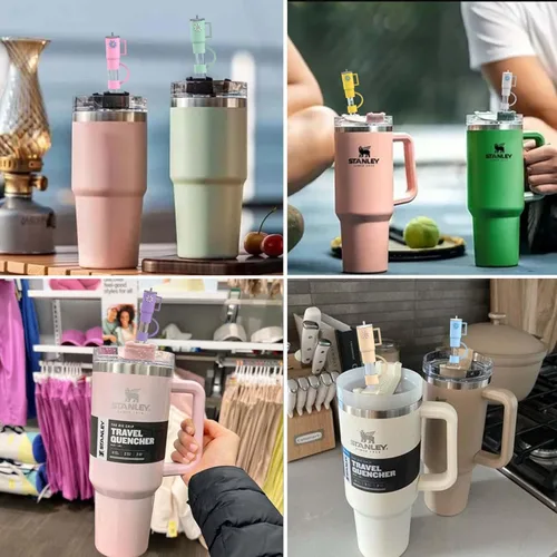 Miniatura 4 de AIERSA 10 Tapas de Cobertura para Pajita para Vaso Stanley, Tapa de Pajita de Silicona Compatible con Vaso Stanley de 30 y 40 Oz con Asa