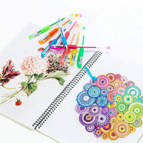 Miniatura 5 de Bolígrafo de gel con brillo con punta fina, con 40% más de tinta, para libros para colorear de adultos, dibujar y garabatear (24 colores)