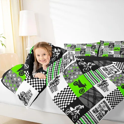 Miniatura 4 de Juego de edredón para niños y niñas, juego de ropa de cama de motocross, edredón deportivo para niños y niñas, motocicletas, deportes extremos