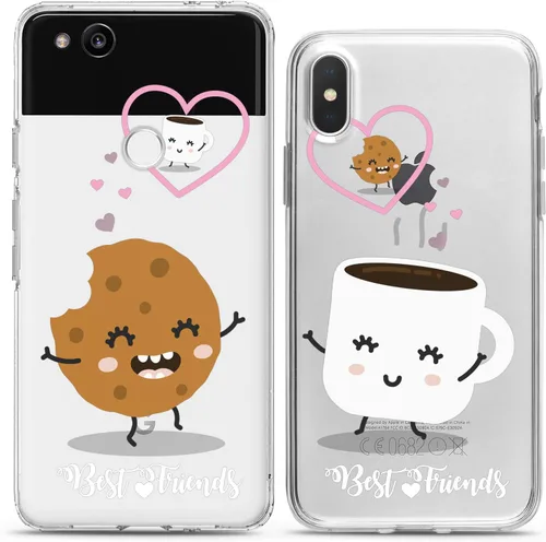 Miniatura 8 de Fundas a juego para parejas compatibles con iPhone 16 15 14 13 12 11 Pro Max Mini Xs X 6s 8 Plus 7+ Xr 10 SE 5 Cookie Coffee Gift Best Friend Kawaii