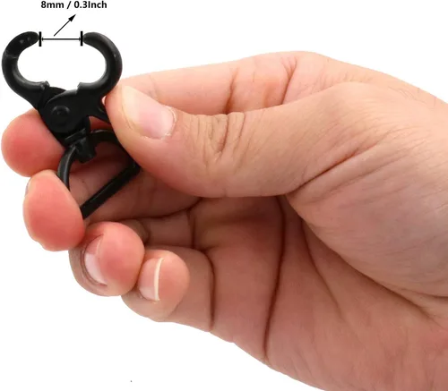 Miniatura 3 de BIKICOCO Gancho giratorio de 1 pulgada, cierre de pinza de langosta, clip de resorte, extremo de anillo en D, negro, paquete de 20 negro x 20 piezas
