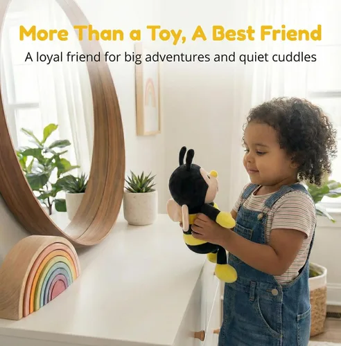 Miniatura 3 de Peluche Nana la abeja con cara sonriente y alas amarillas, abejorro, juguete suave en forma de animal para niños de 12 pulgadas de la cabeza a