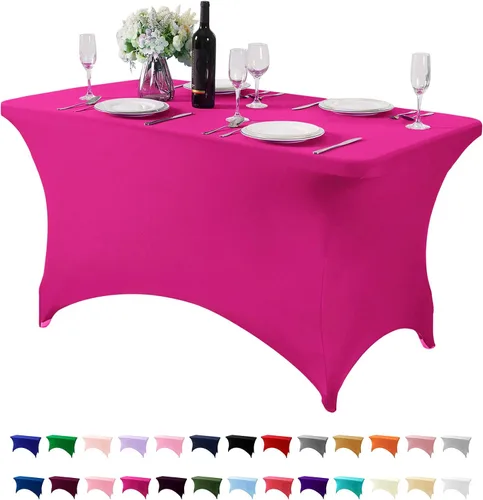 Miniatura 128 de Mantel de elastano para mesas de 4, 6 u 8 pies, mantel elástico universal ajustable para fiestas, banquetes, bodas y eventos - Verde manzana