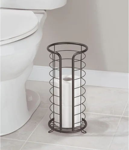 Miniatura 2 de mDesign Soporte de metal para papel higiénico, reserva de almacenamiento para 3 rollos de papel higiénico, soporte de papel higiénico independiente
