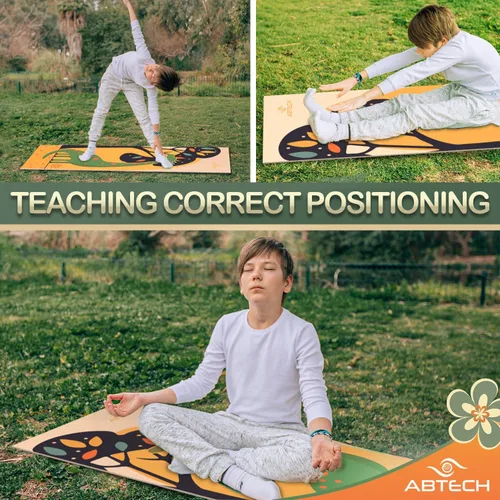 Miniatura 5 de Set de Esterillas de Yoga para Niños de ABTECH - Cómoda Esterilla de Yoga Infantil de Dinosaurio para Niño con 12 Tarjetas de Yoga, Bolsa