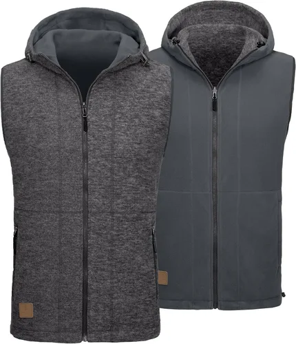 Miniatura 8 de Little Donkey Andy Chaleco de forro polar reversible para hombre, ligero, cálido, sin mangas, con capucha, para senderismo, caminar, viajar