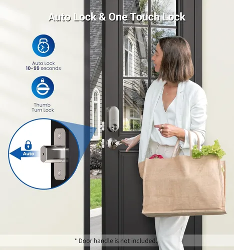 Miniatura 4 de Veise Cerradura de puerta de entrada sin llave, cerrojo de teclado electrónico, entrada con llave, cerradura automática, contraseña antimirada