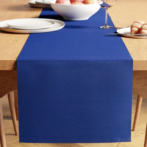 Miniatura 13 de Encasa XO Camino de mesa de comedor de 13 x 72 pulgadas Algodón acanalado fino teñido con hilo Azul escalera Lavable a máquina Escalera Azul