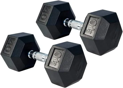 Gronk Fitness Pares de mancuernas hexagonales de goma, 5 libras a 70 libras, equipo de entrenamiento para hombres y mujeres, hierro fundido