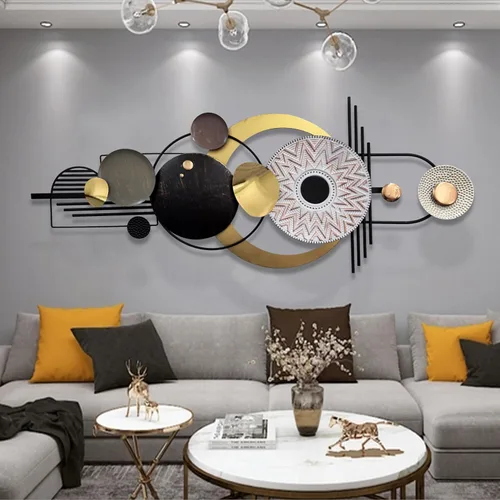 Miniatura 7 de ERMOFAV Decoración de Pared, Arte de Pared Geométrico Circular de Metal Moderno y Creativo, 59x24 Pulgadas Grandes Esculturas de Pared de Metal