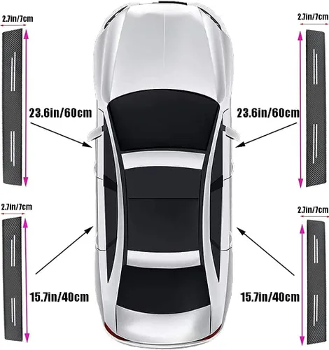 Miniatura 4 de 4 piezas protectores de umbral de puerta de automóvil de fibra de carbono, protector de entrada de puerta compatible con Toyota Tacoma 4Runner Gris