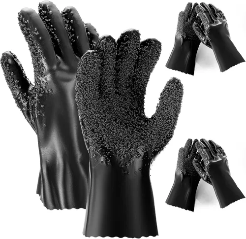 Miniatura 7 de Teenyyou 2 pares de guantes extendidos de serpiente, antideslizantes y reutilizables, de PVC, resistentes a la abrasión, limpieza de drenaje
