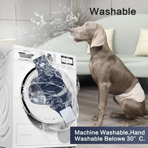 Miniatura 9 de JoyDaog Bandas reutilizables para el vientre para perros machos, paquete de 5 pañales lavables de primera calidad para perros, pañales