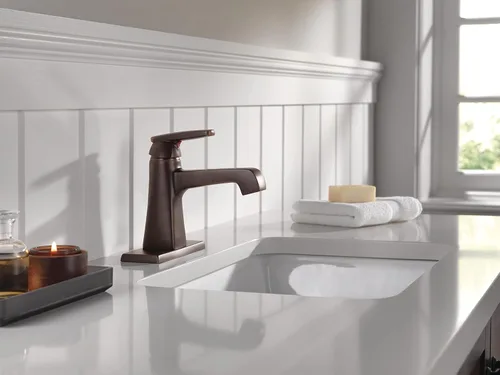 Miniatura 8 de Delta Grifo de baño Ashlyn Bronze para baño, grifo de baño de un solo agujero, mango único, tecnología de sello de diamante, ensamblaje de drenaje