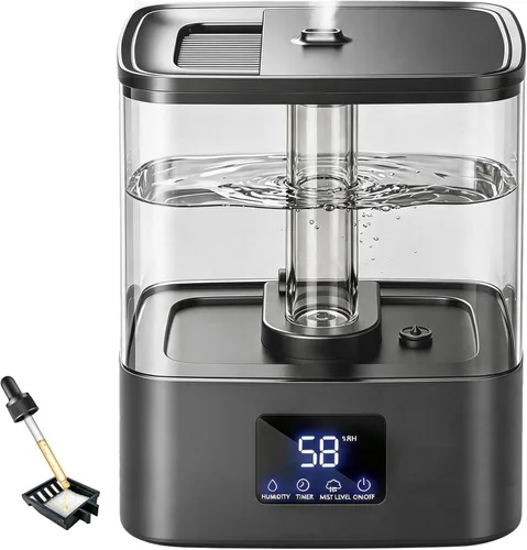 KZF Humidificadores de llenado superior de 4 L para dormitorio y tiempo de funcionamiento de 40 horas, humidificador de niebla fría, 3 niveles de