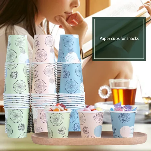 Miniatura 9 de [Paquete de 300] Tazas de papel mini de 5 onzas, tazas pequeñas desechables para enjuague bucal y baño, tazas de papel para café de 5 onzas