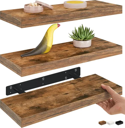 Miniatura 11 de Ballucci - Estantes flotantes, juego de estantes de pared de madera de 36" con soportes invisibles para baño, sala de estar, dormitorio, cocina